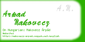 arpad makovecz business card